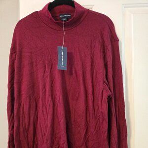 NWT Mens John Ashford Red Mockneck Long Sleeved shirt Size Large
